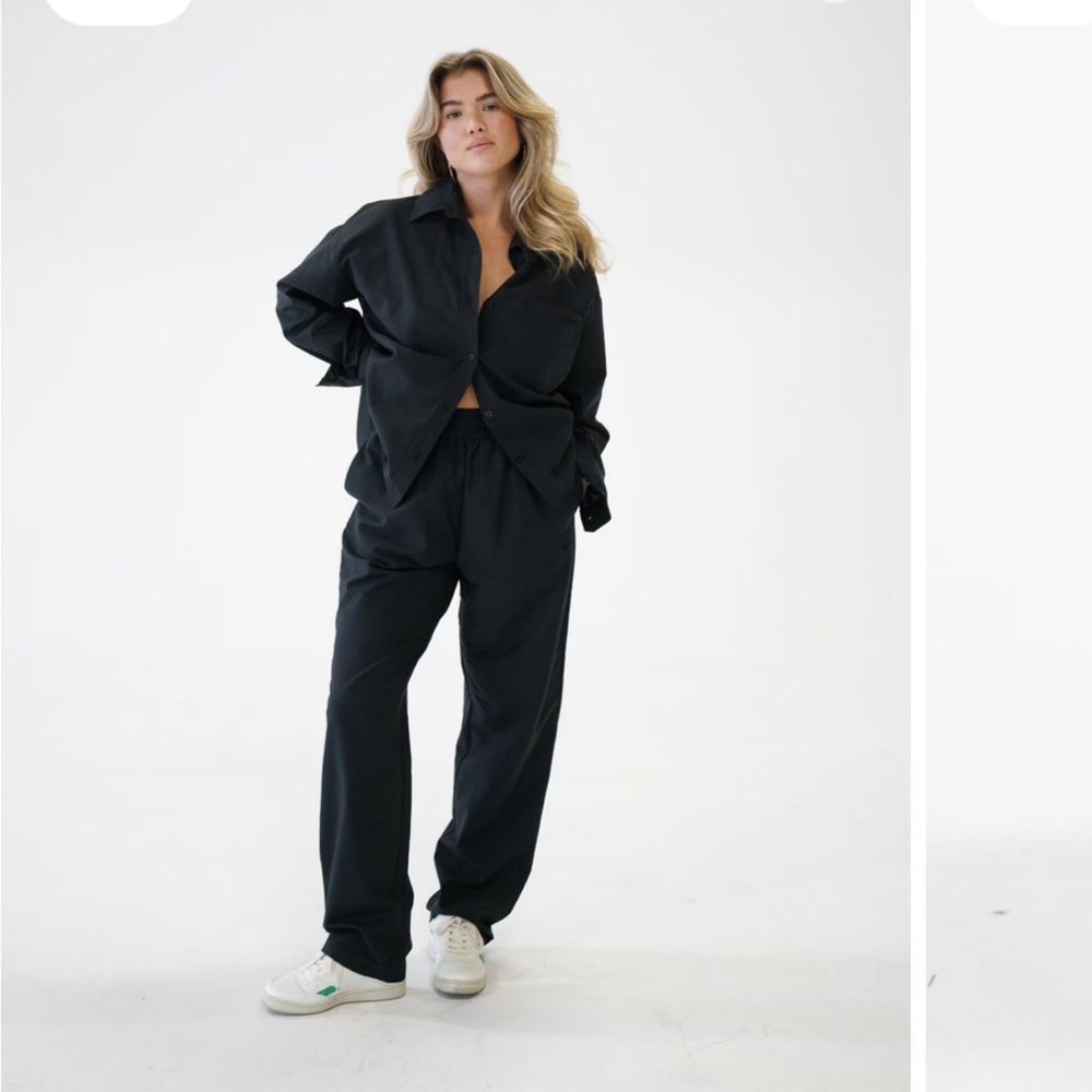 Djerf Avenue Breezy Pants in Black Linen